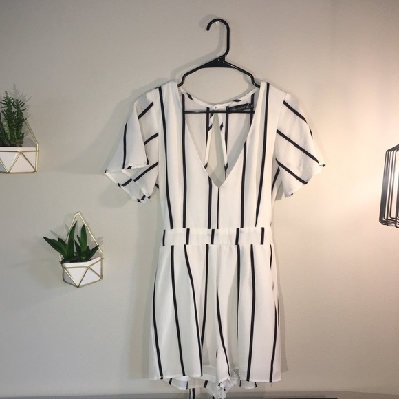 Crystal Doll Other - White and black striped romper by Crystal Doll